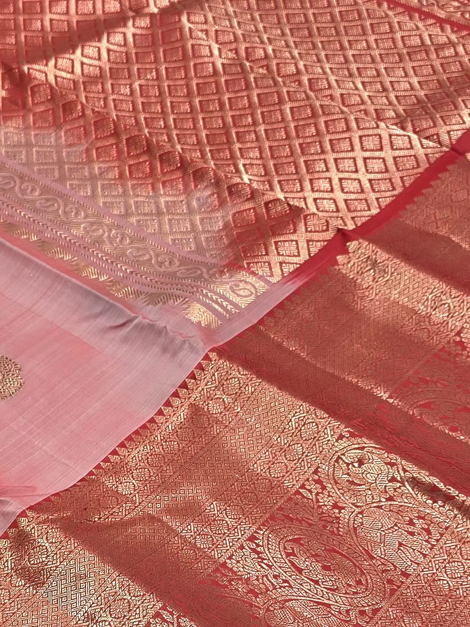 Handloom Baby Pink Silk Saree — view 4