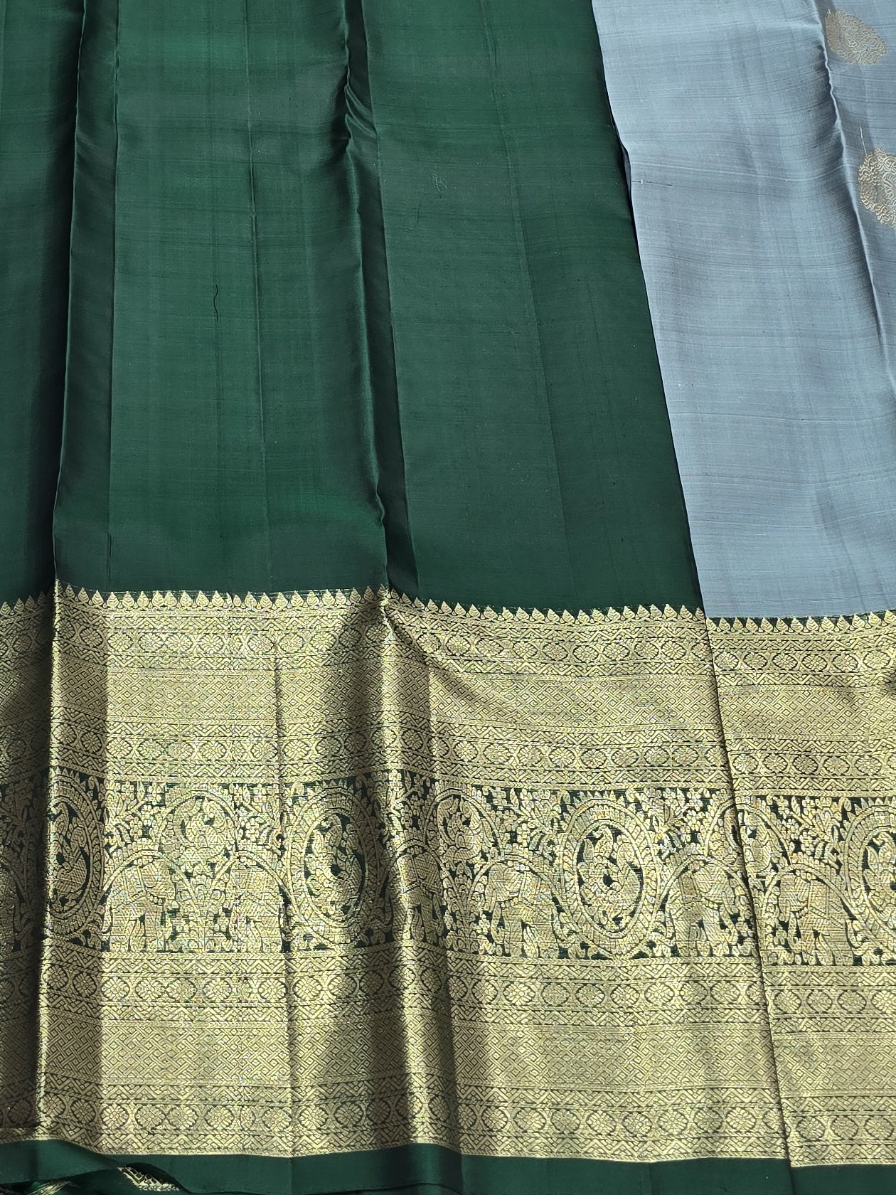 Handloom Grey Silk Saree — view 5