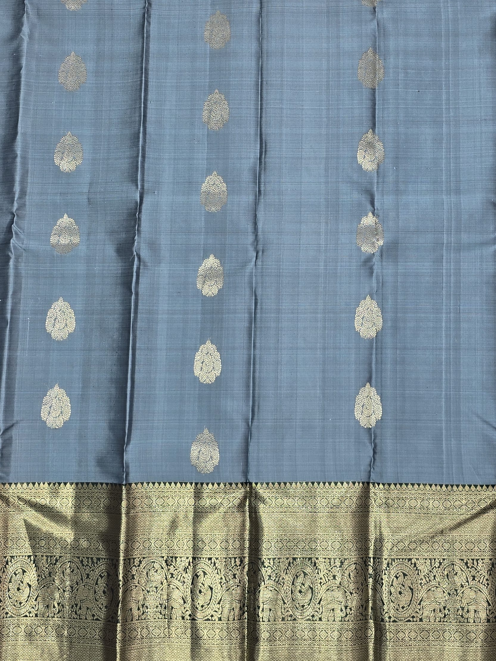 Handloom Grey Silk Saree — view 3