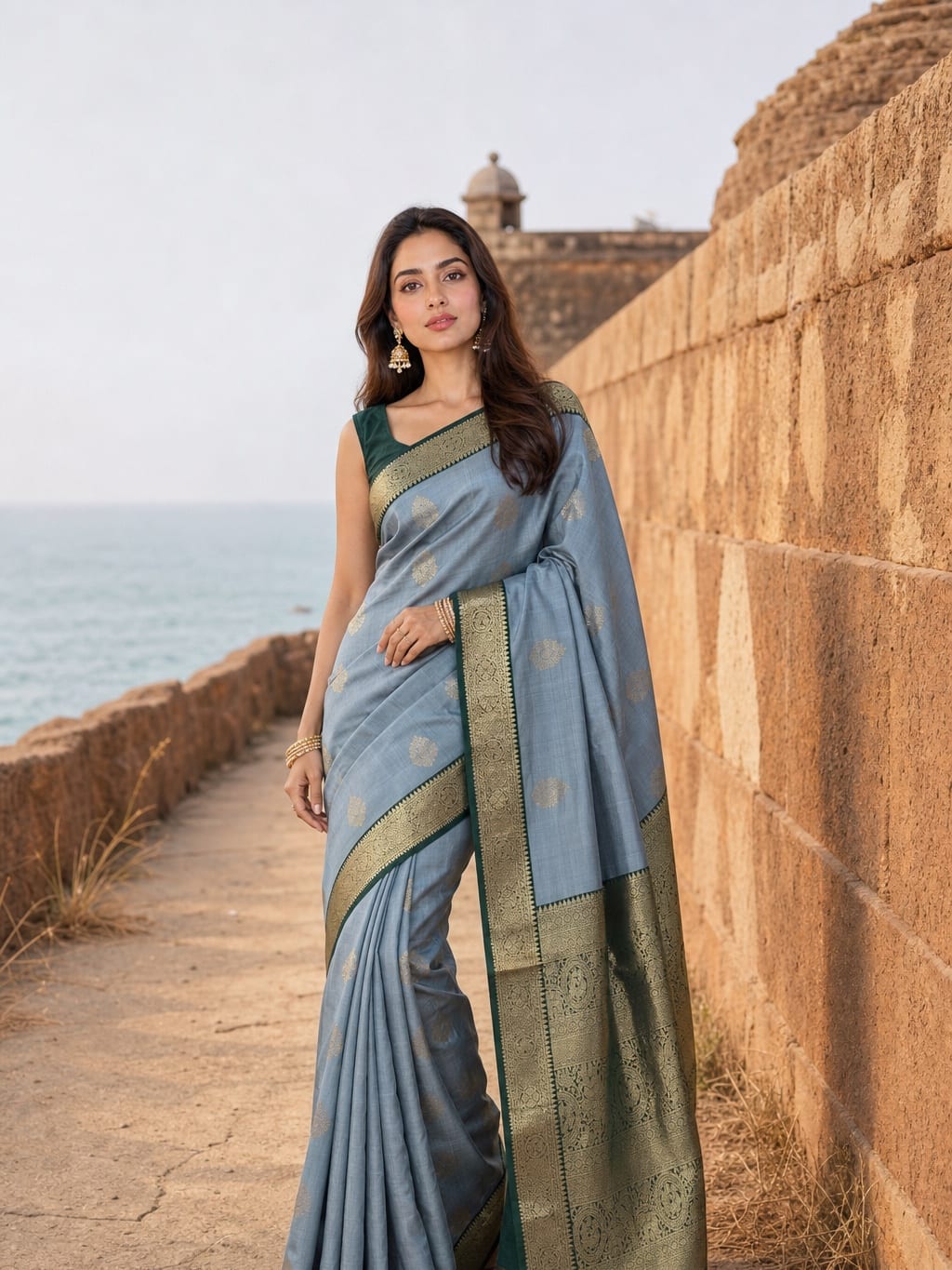 Handloom Grey Silk Saree