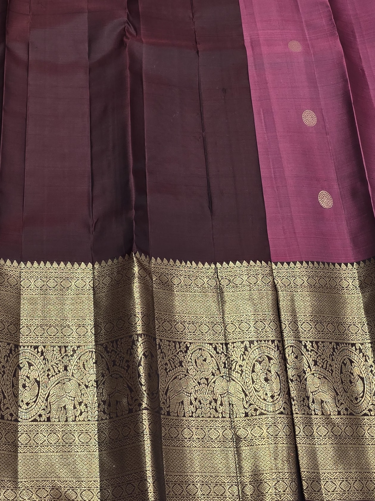 Handloom Wine Silk Saree — view 5