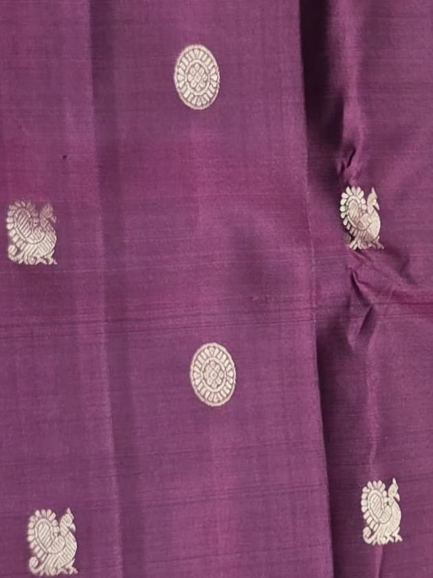 Handloom Wine Silk Saree — view 6