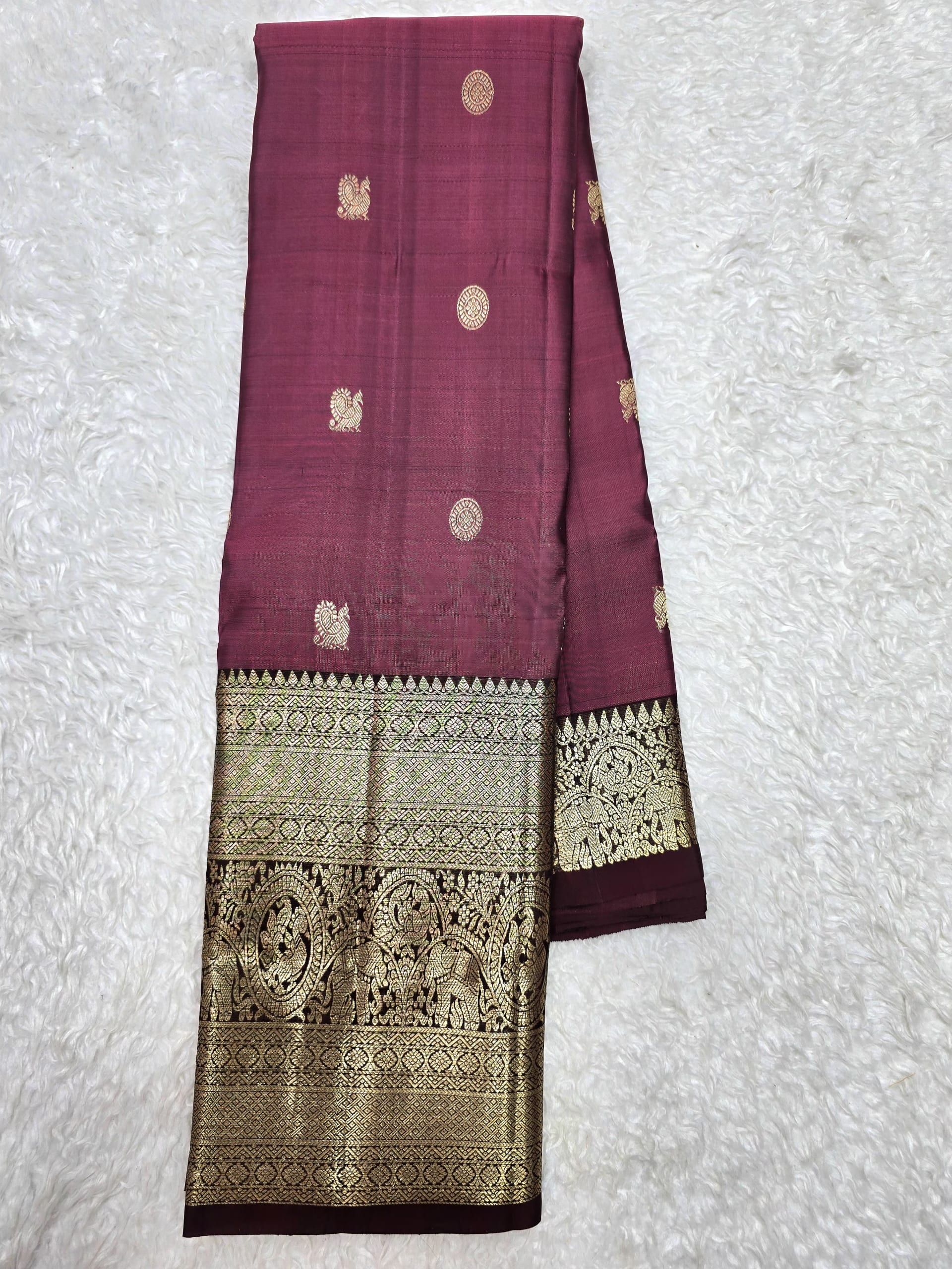 Handloom Wine Silk Saree — view 2