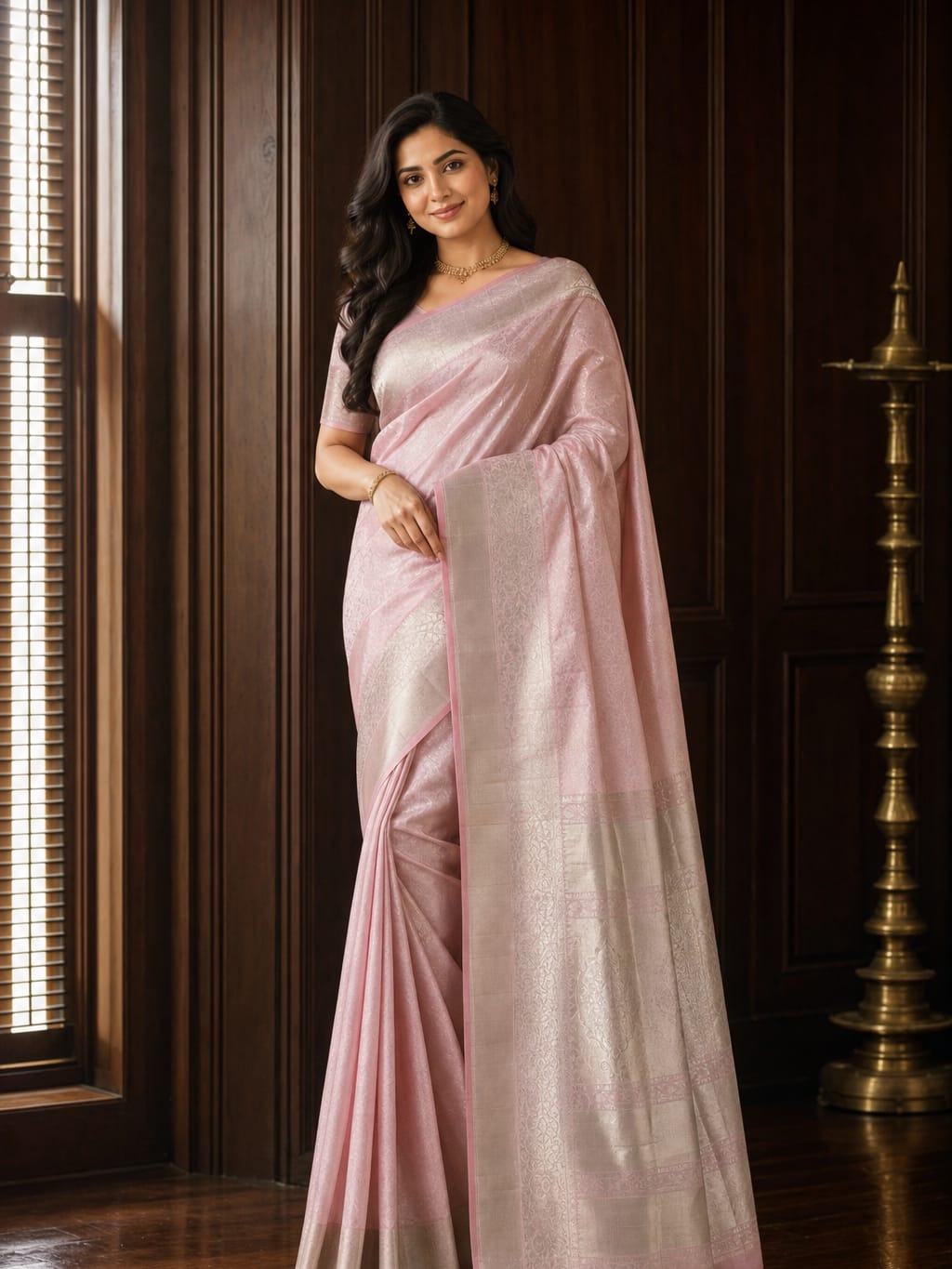 Handloom Pink Silk Saree