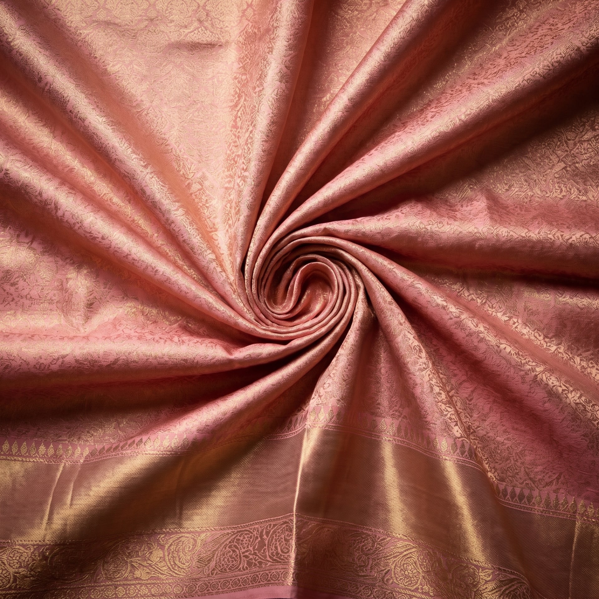 Handloom Pink Silk Saree — close drape
