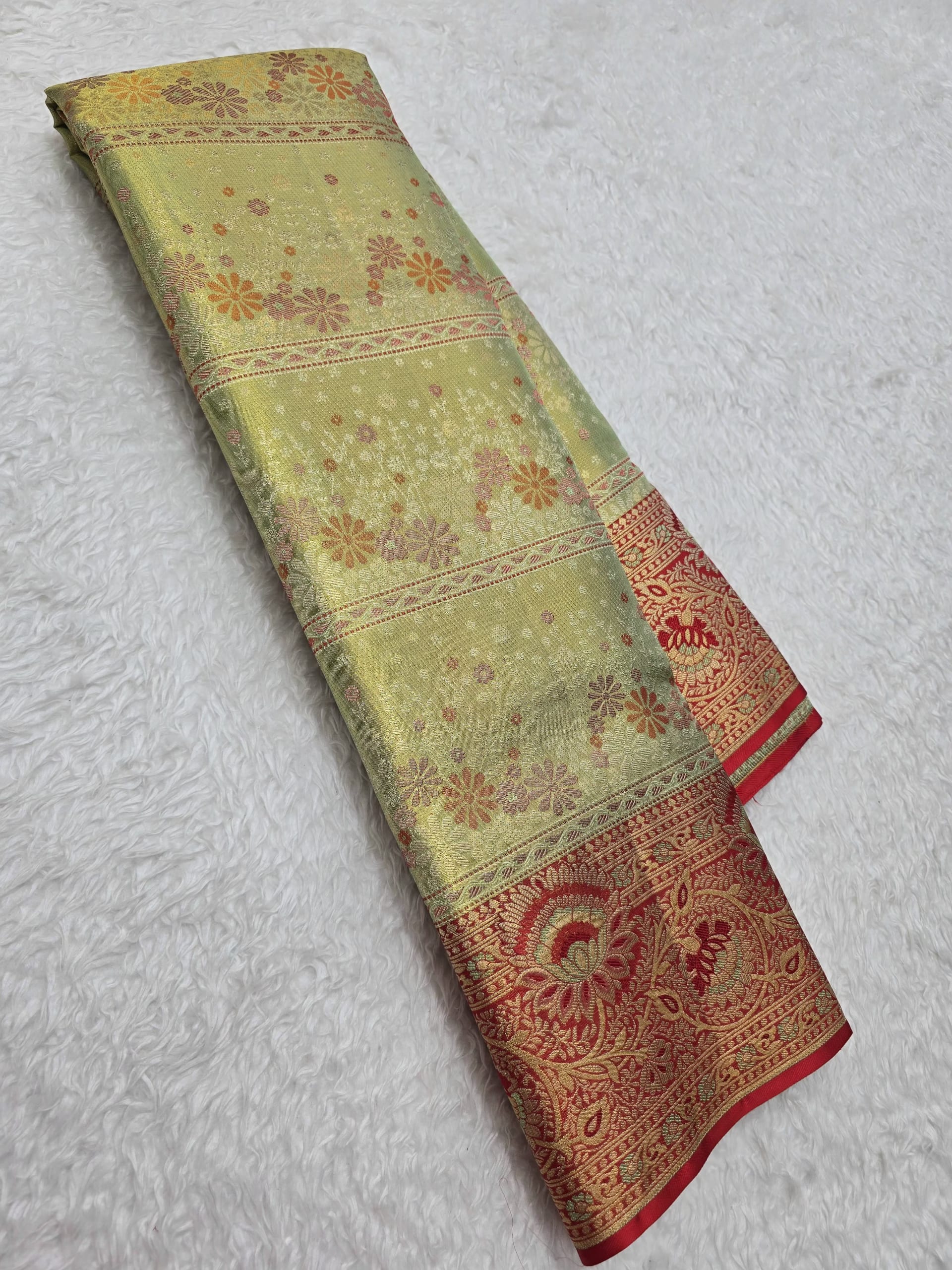 Handloom Green Silk Saree — view 2