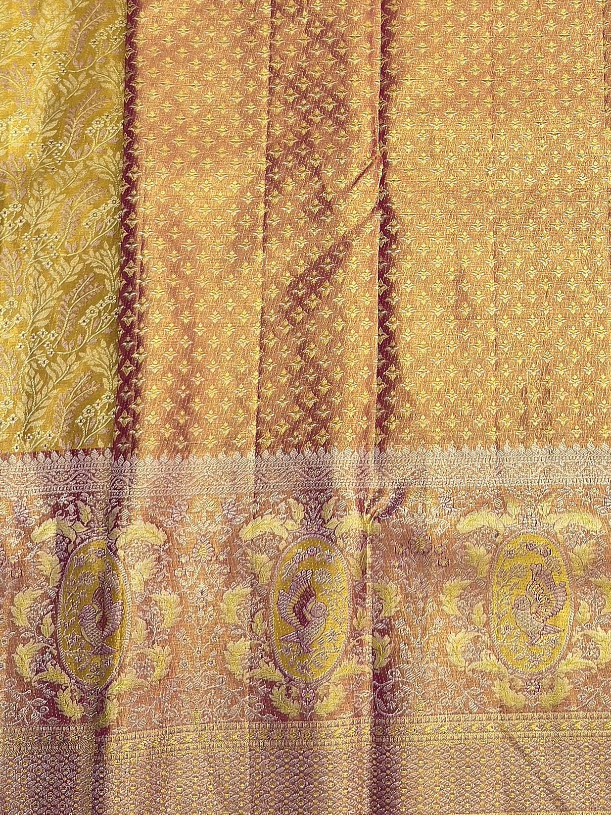 Handloom Yellow Silk Saree — view 5