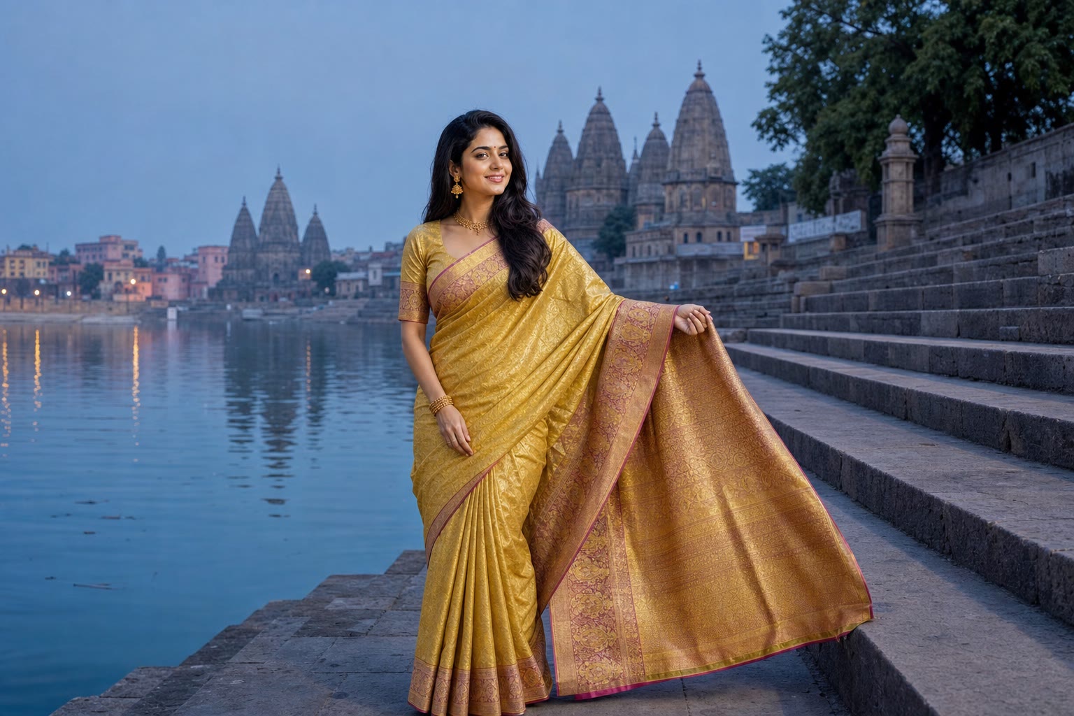 Handloom Yellow Silk Saree — the drape