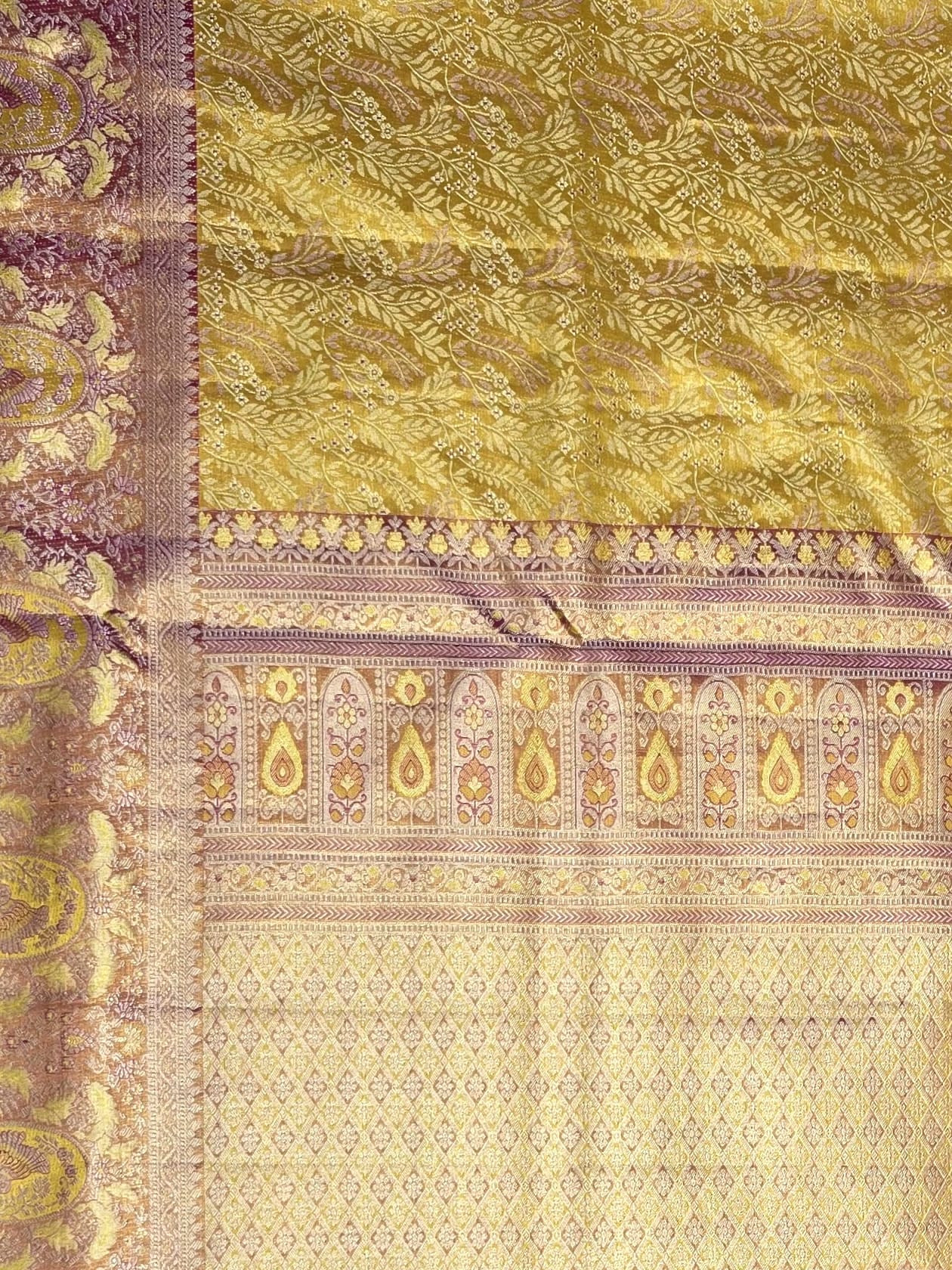 Handloom Yellow Silk Saree — view 4