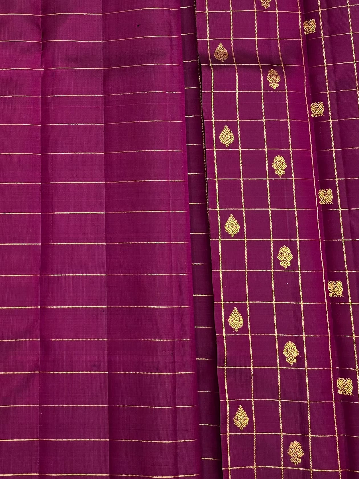 Handloom Wine Silk Saree — view 5