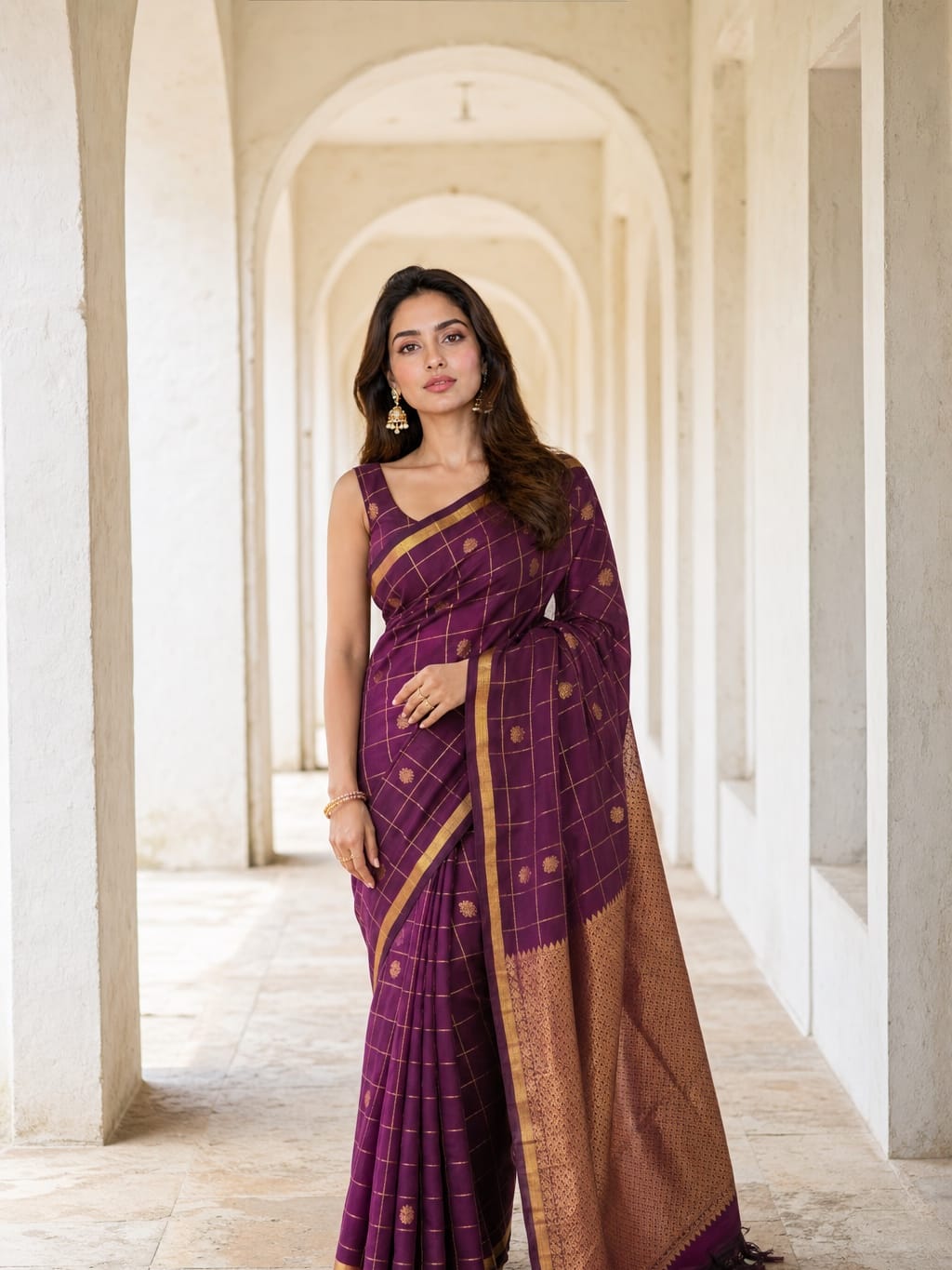 Handloom Wine Silk Saree