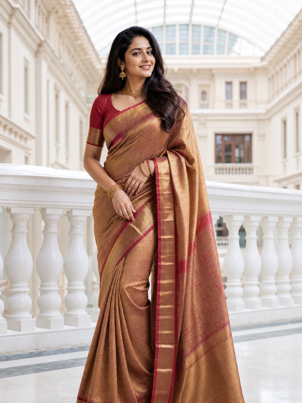 Handloom Pink Red Silk Saree