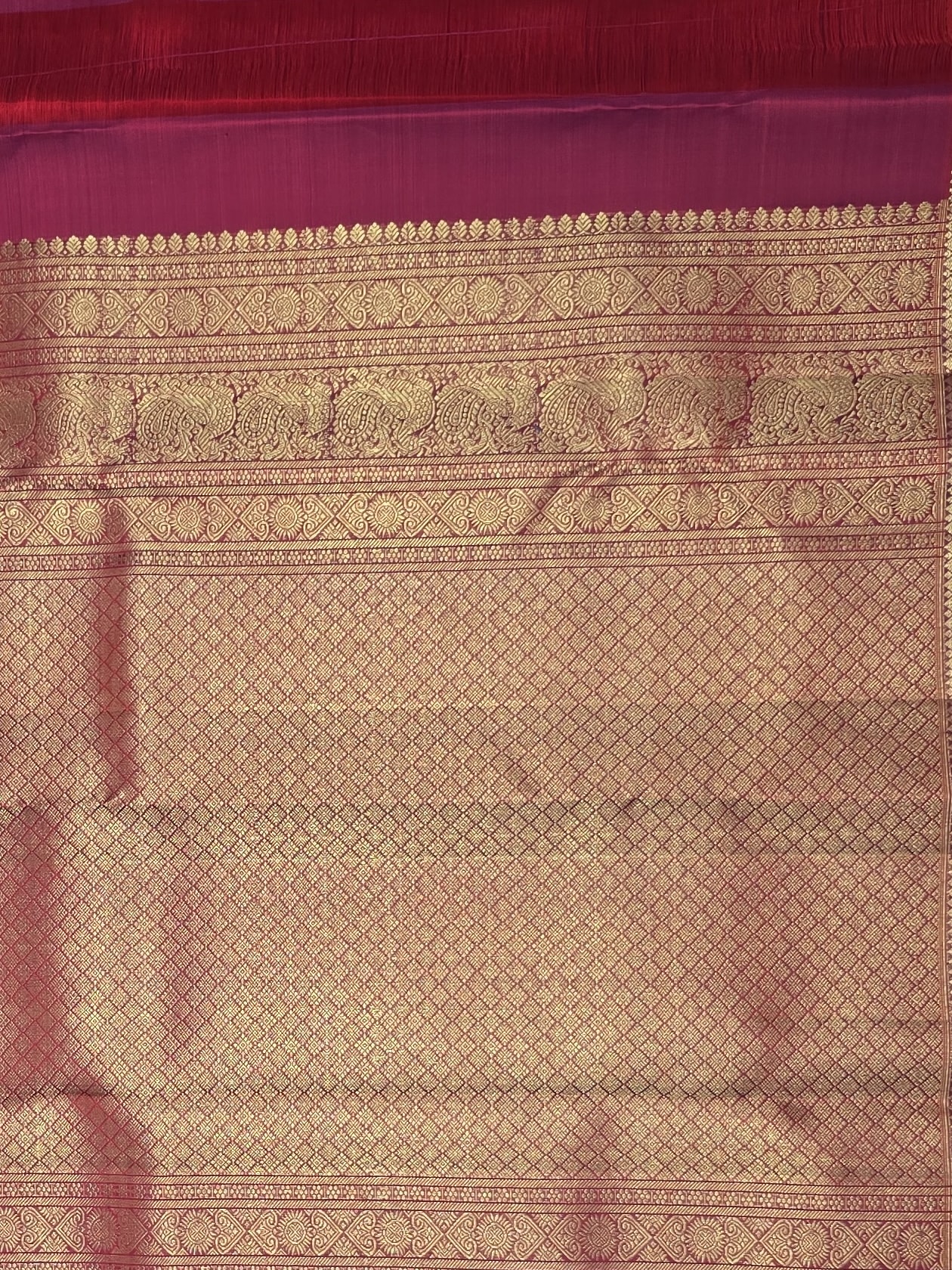 Handloom Pink Red Silk Saree — view 4