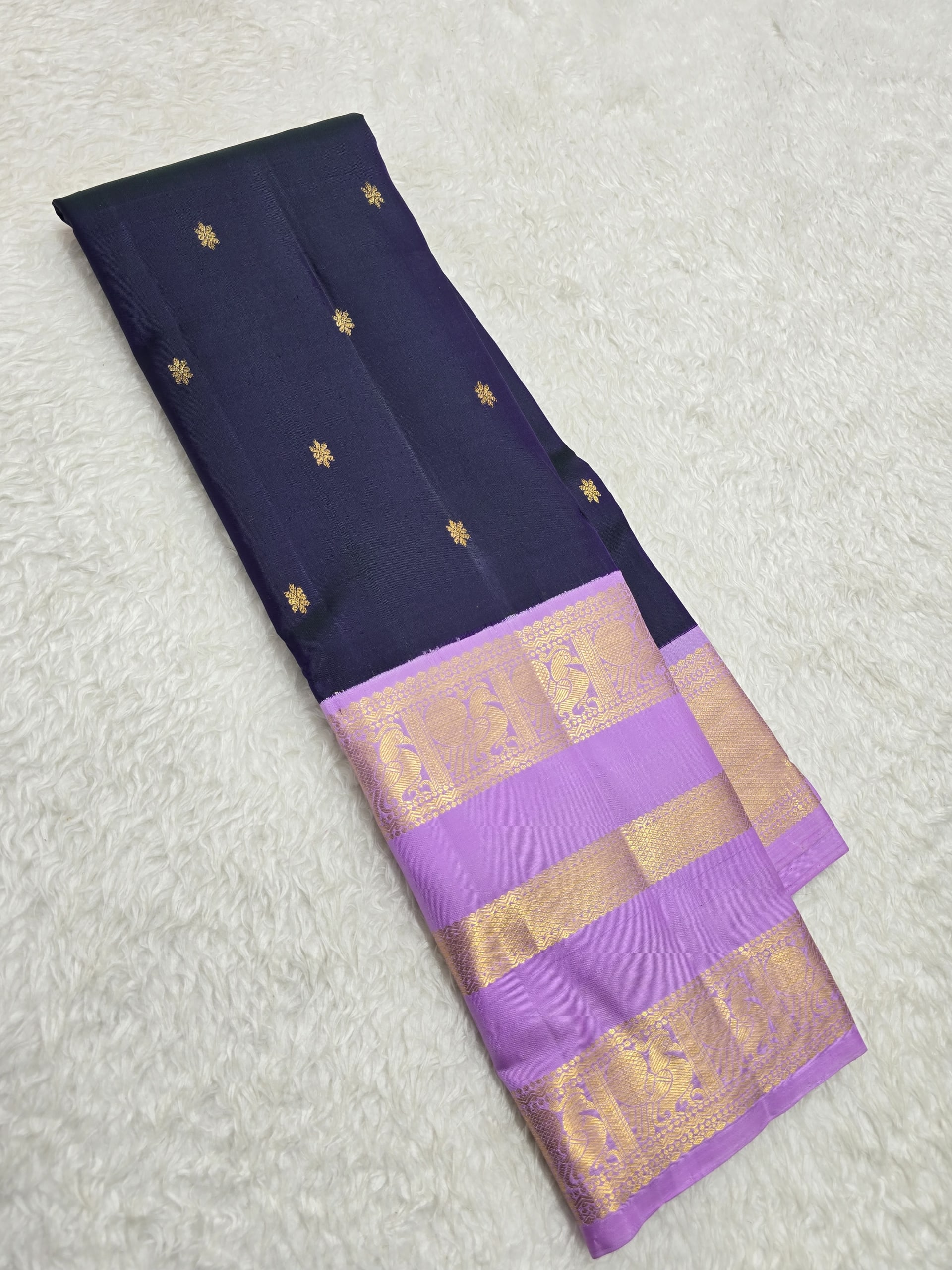 Handloom Light Lavender Silk Saree — view 2