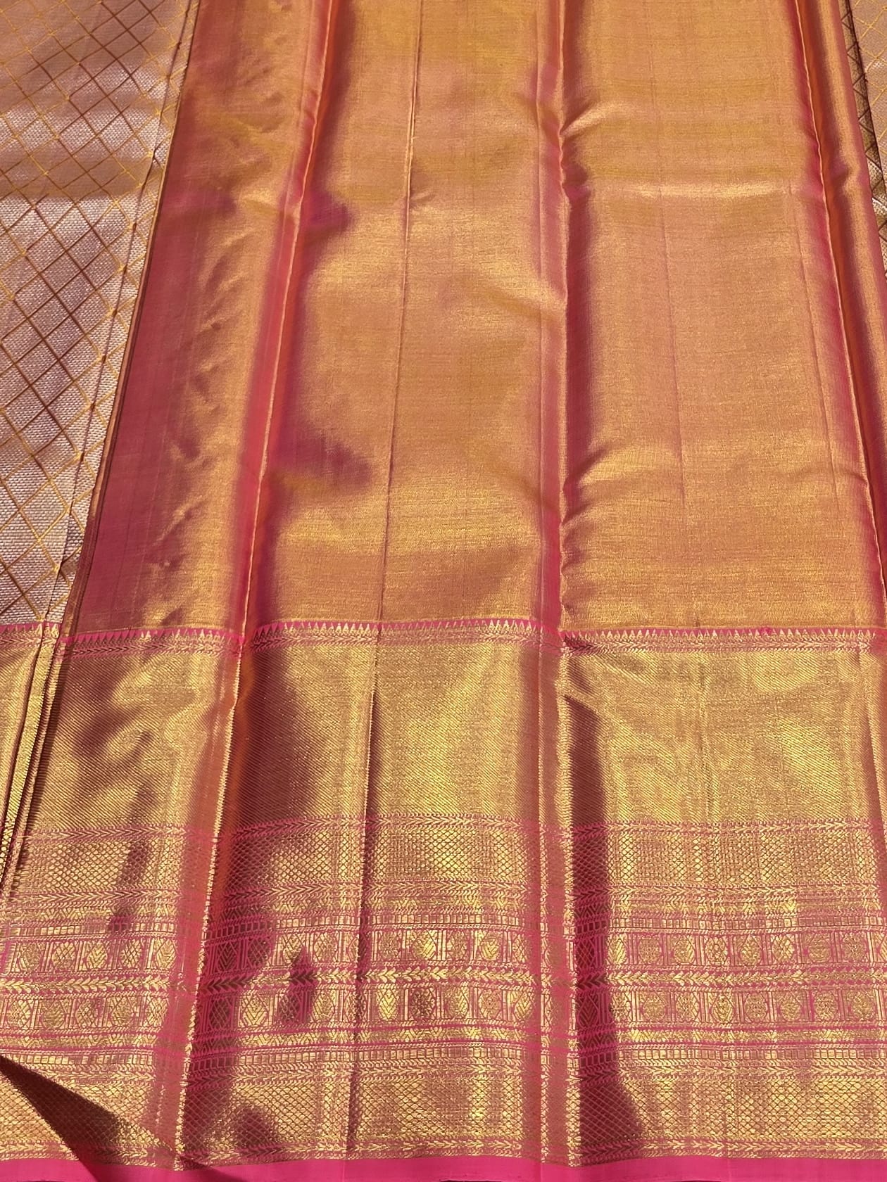 Handloom Peach Silk Saree — view 5