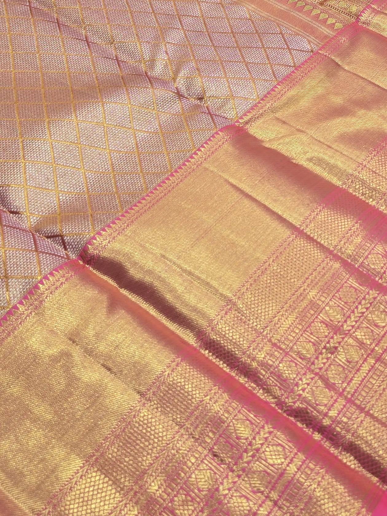 Handloom Peach Silk Saree — view 3