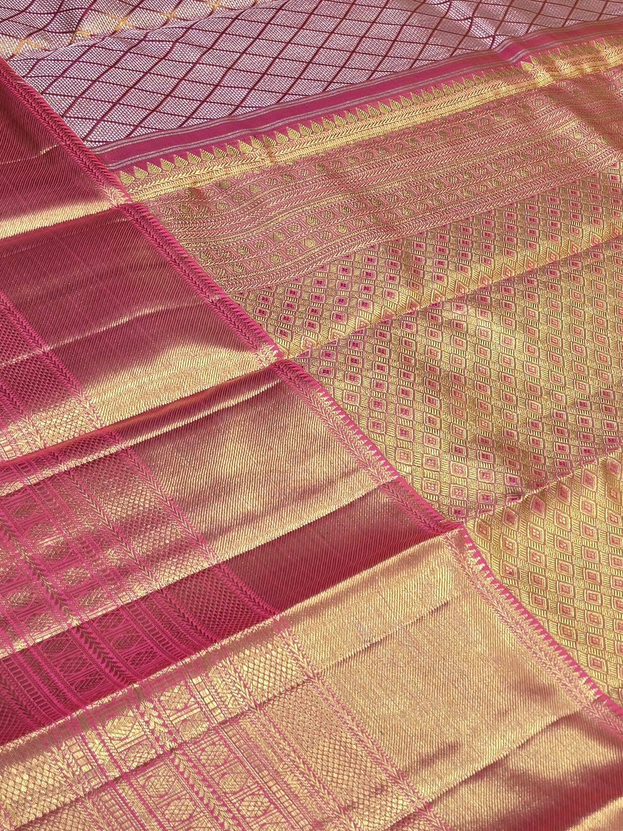 Handloom Peach Silk Saree — view 4