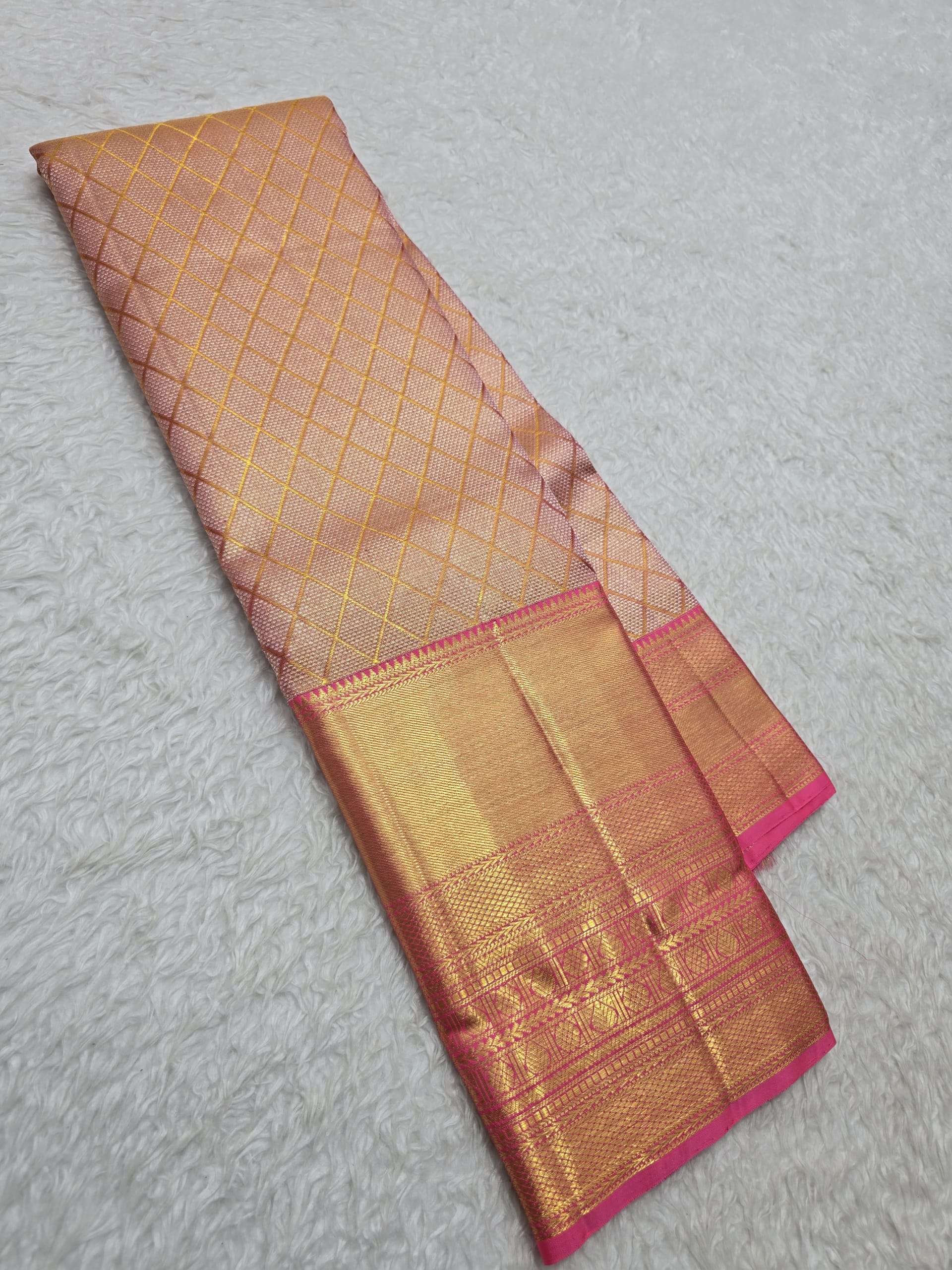 Handloom Peach Silk Saree — view 2