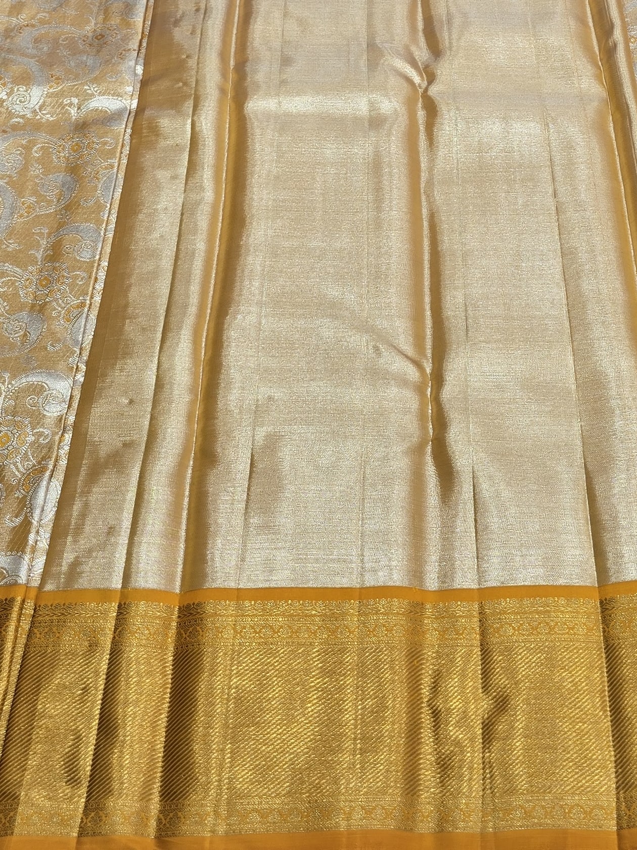 Handloom Golden Yellow Silk Saree — view 5