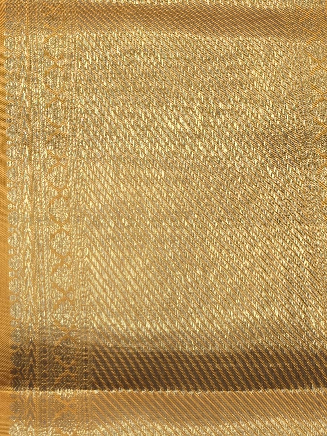 Handloom Golden Yellow Silk Saree — view 6