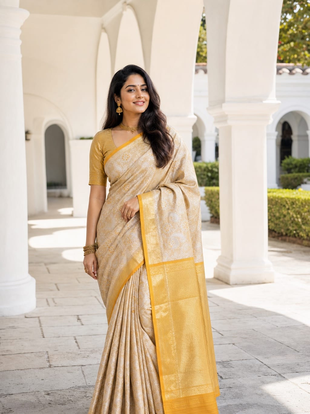 Handloom Golden Yellow Silk Saree
