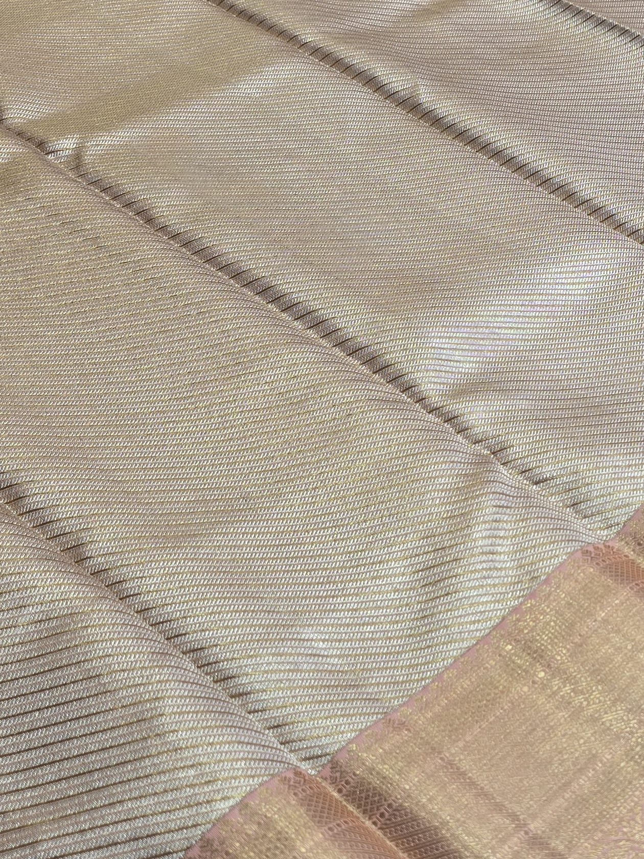 Handloom Cream Peach Silk Saree — view 3