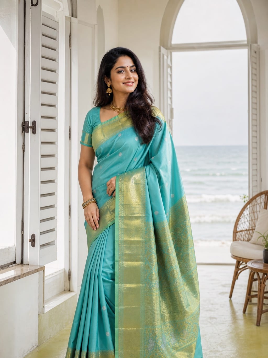 Handloom Rama Green Silk Saree