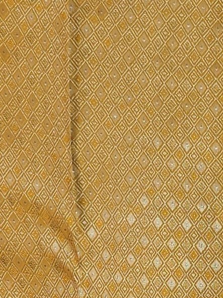 Handloom Mustard Yellow Silk Saree — view 6