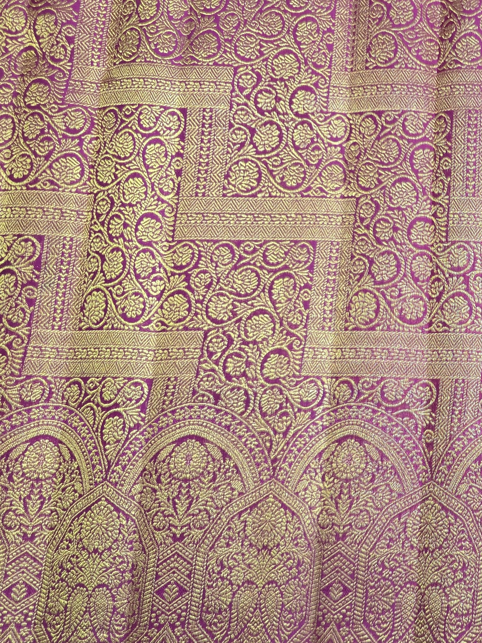 Handloom Dark Pink Silk Saree — view 6