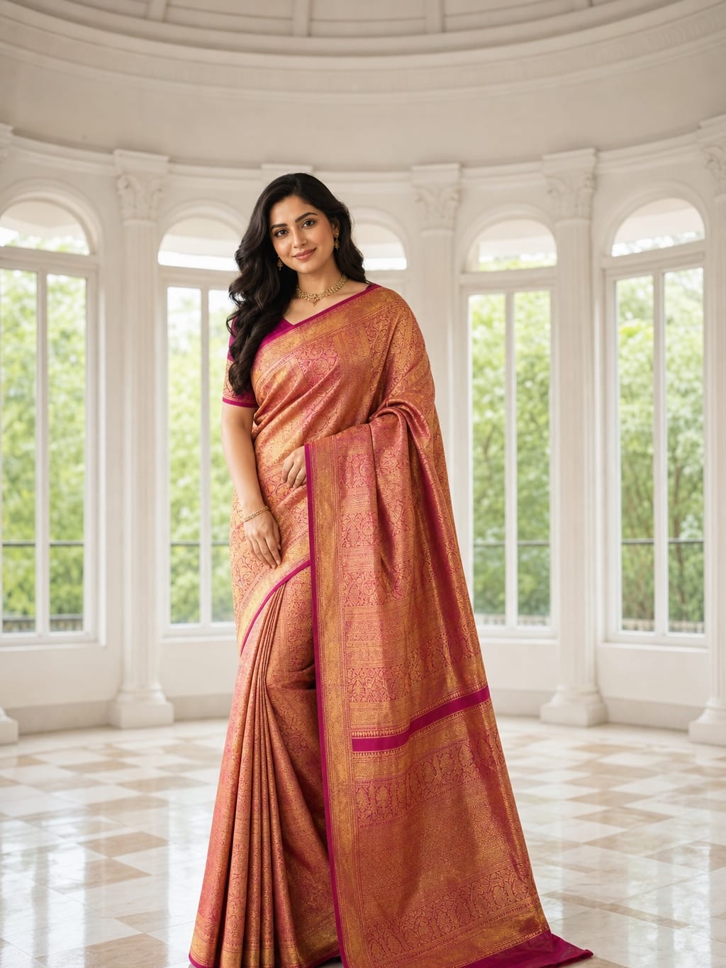 Handloom Dark Pink Silk Saree