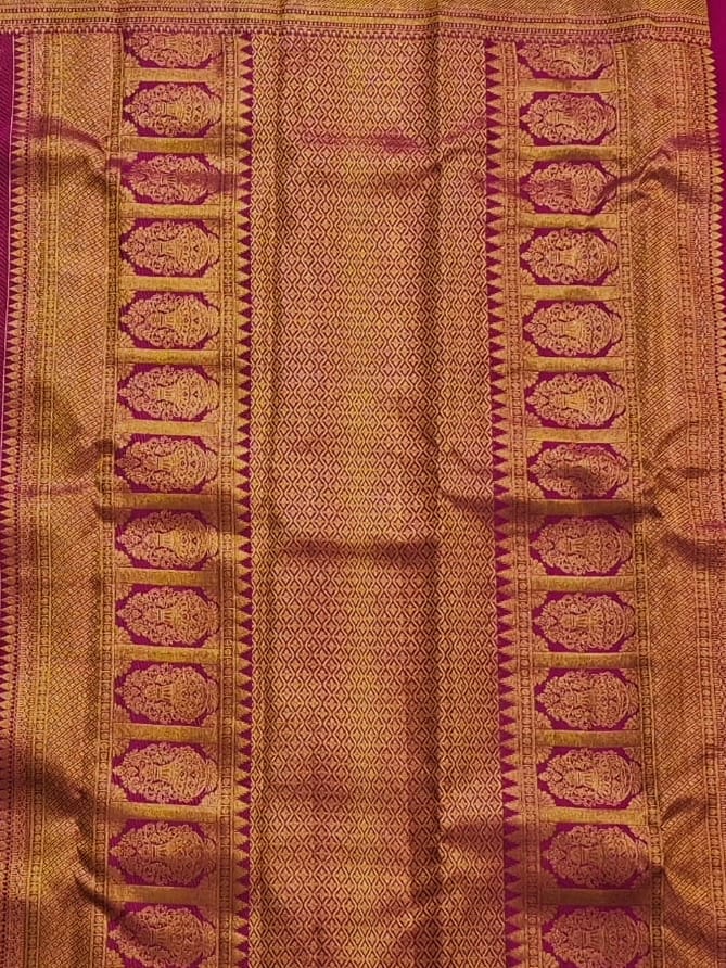 Handloom Dark Pink Silk Saree — view 4