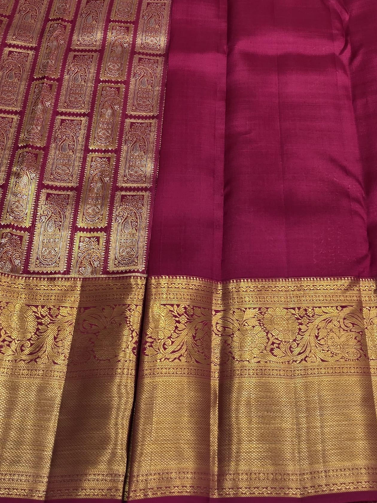Handloom Maroon Silk Saree — view 5