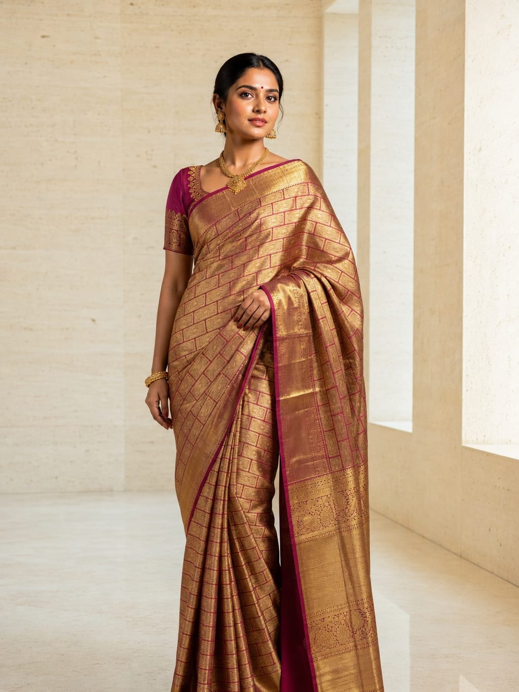 Handloom Maroon Silk Saree