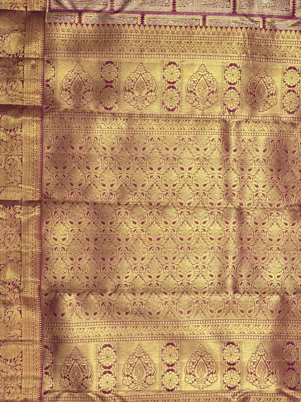 Handloom Maroon Silk Saree — view 4