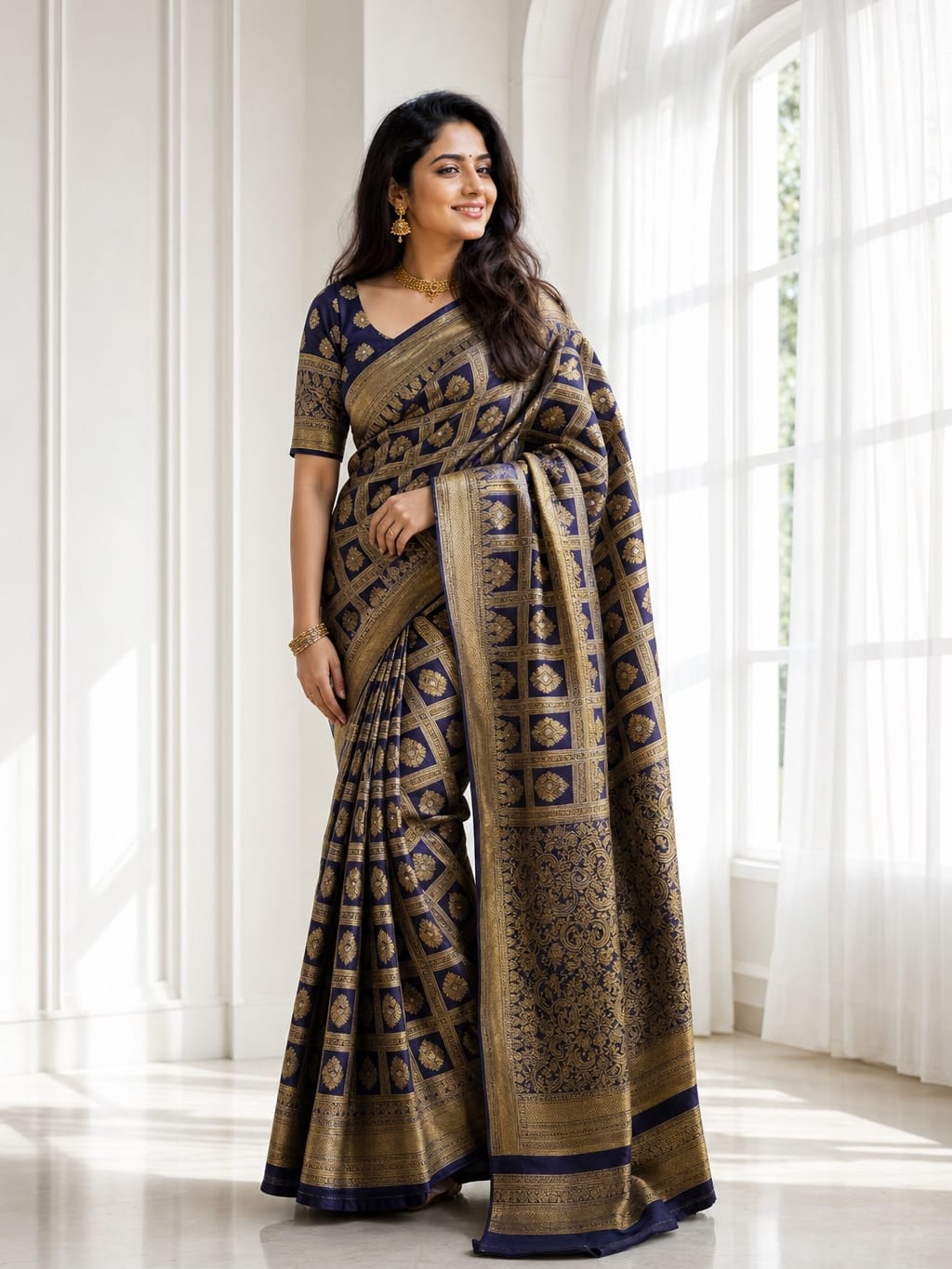 Handloom Navyblue Silk Saree