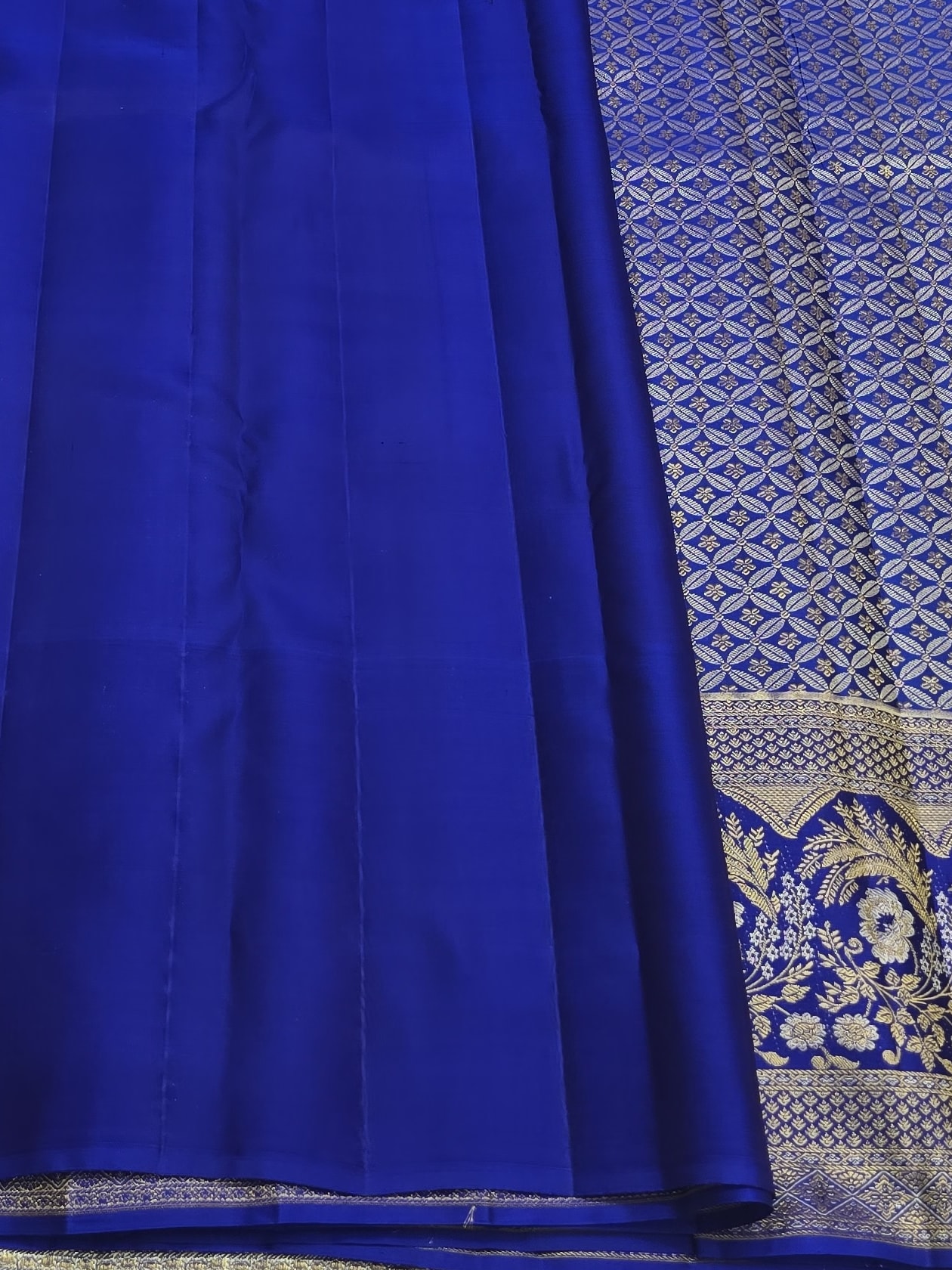 Handloom Royal Blue Silk Saree — view 5