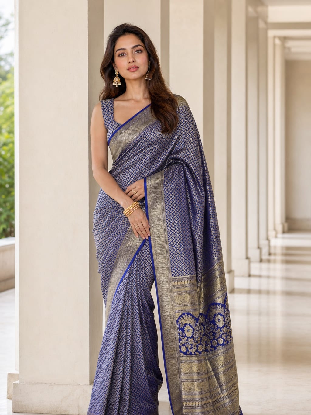 Handloom Royal Blue Silk Saree