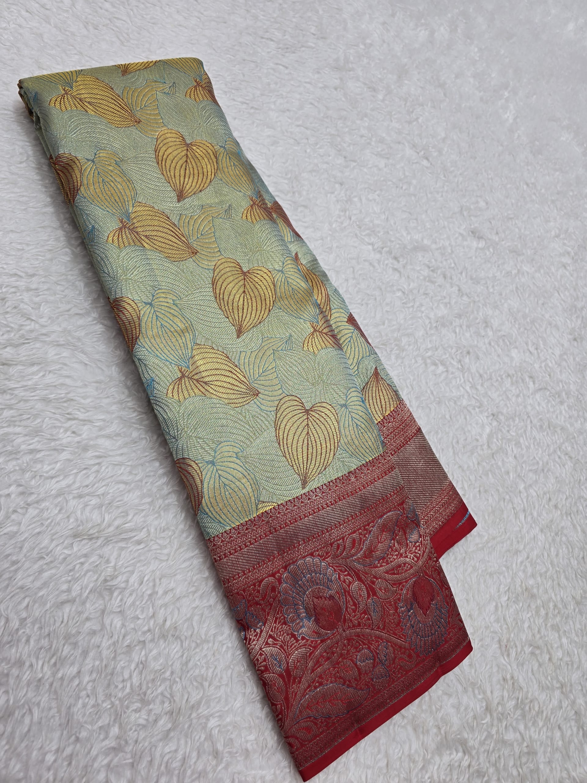 Handloom Light Green Silk Saree — view 2