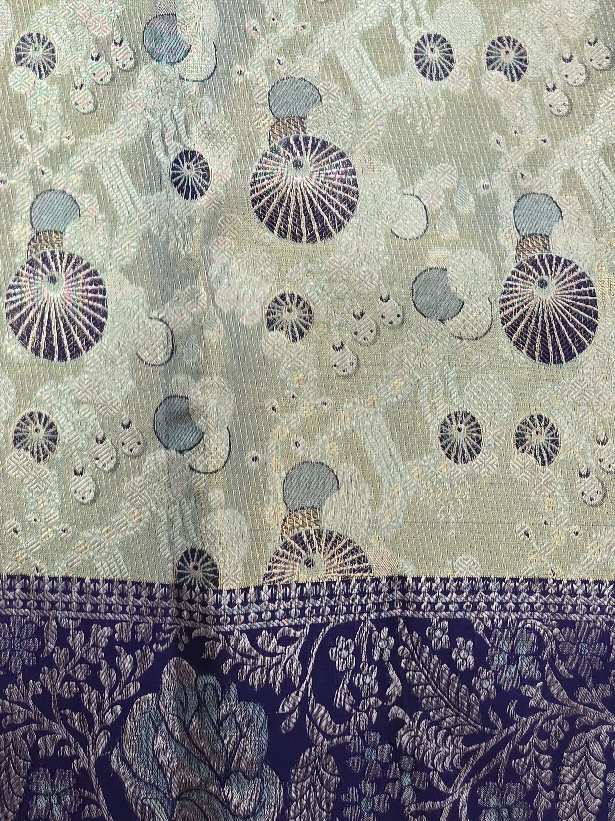 Handloom Pista Green Silk Saree — view 6