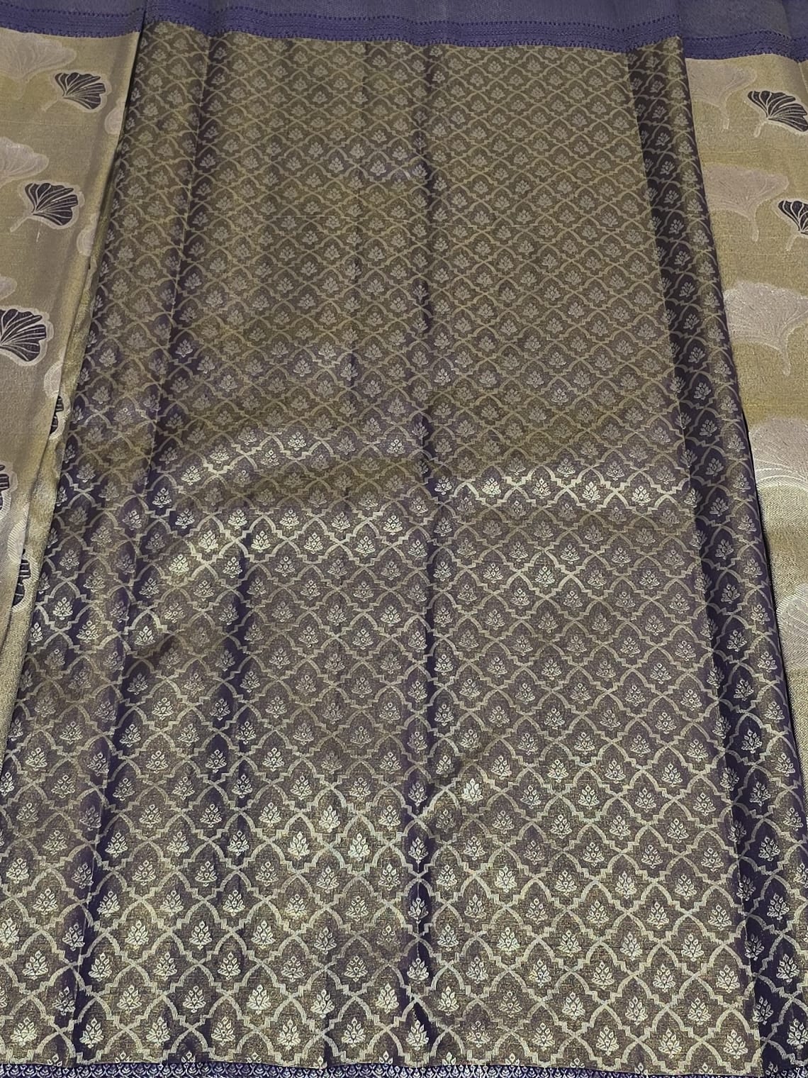 Handloom Biscuit Gold Silk Saree — view 5
