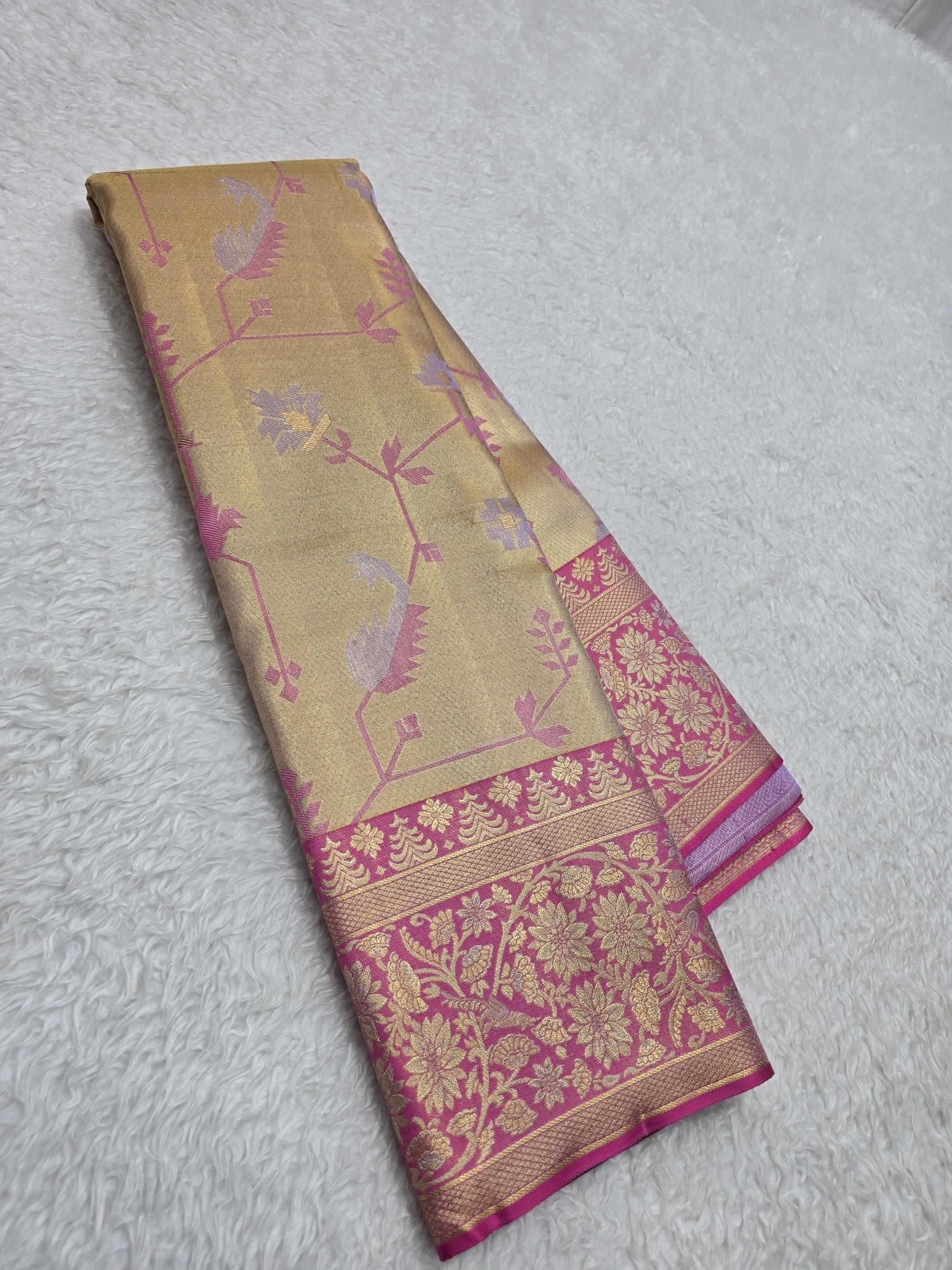 Handloom Gold Silk Saree — view 2