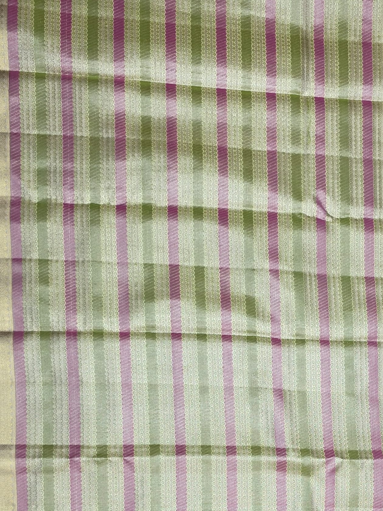Handloom Green And Pink Silk Saree — view 3