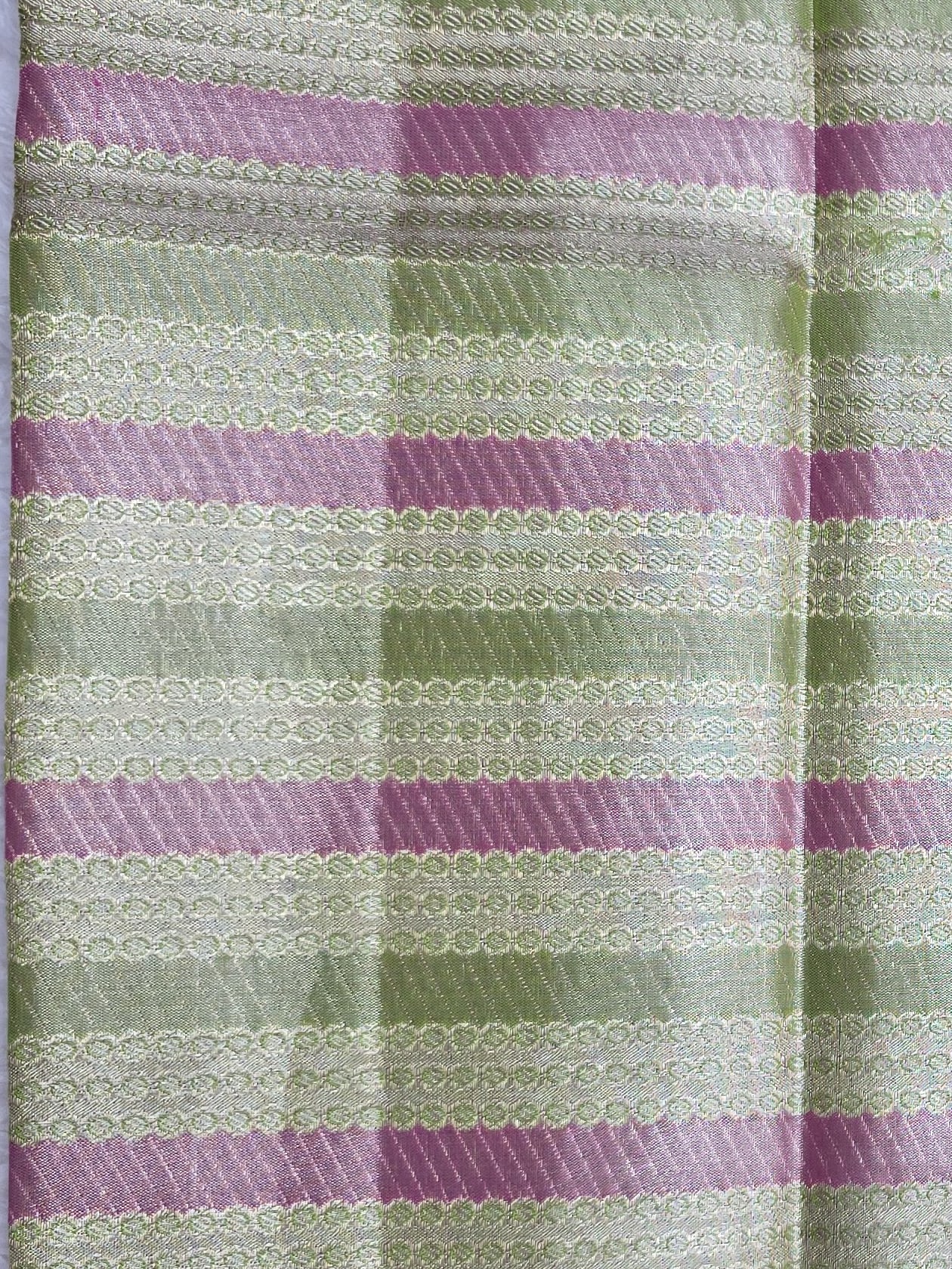 Handloom Green And Pink Silk Saree — view 6