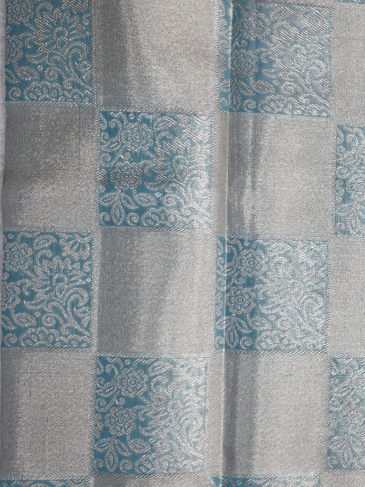 Handloom Sky Blue Silk Saree — view 6