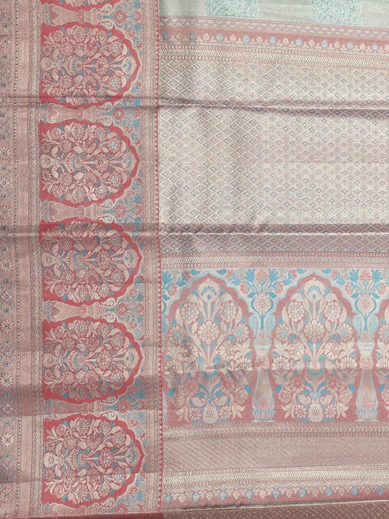 Handloom Sky Blue Silk Saree — view 4
