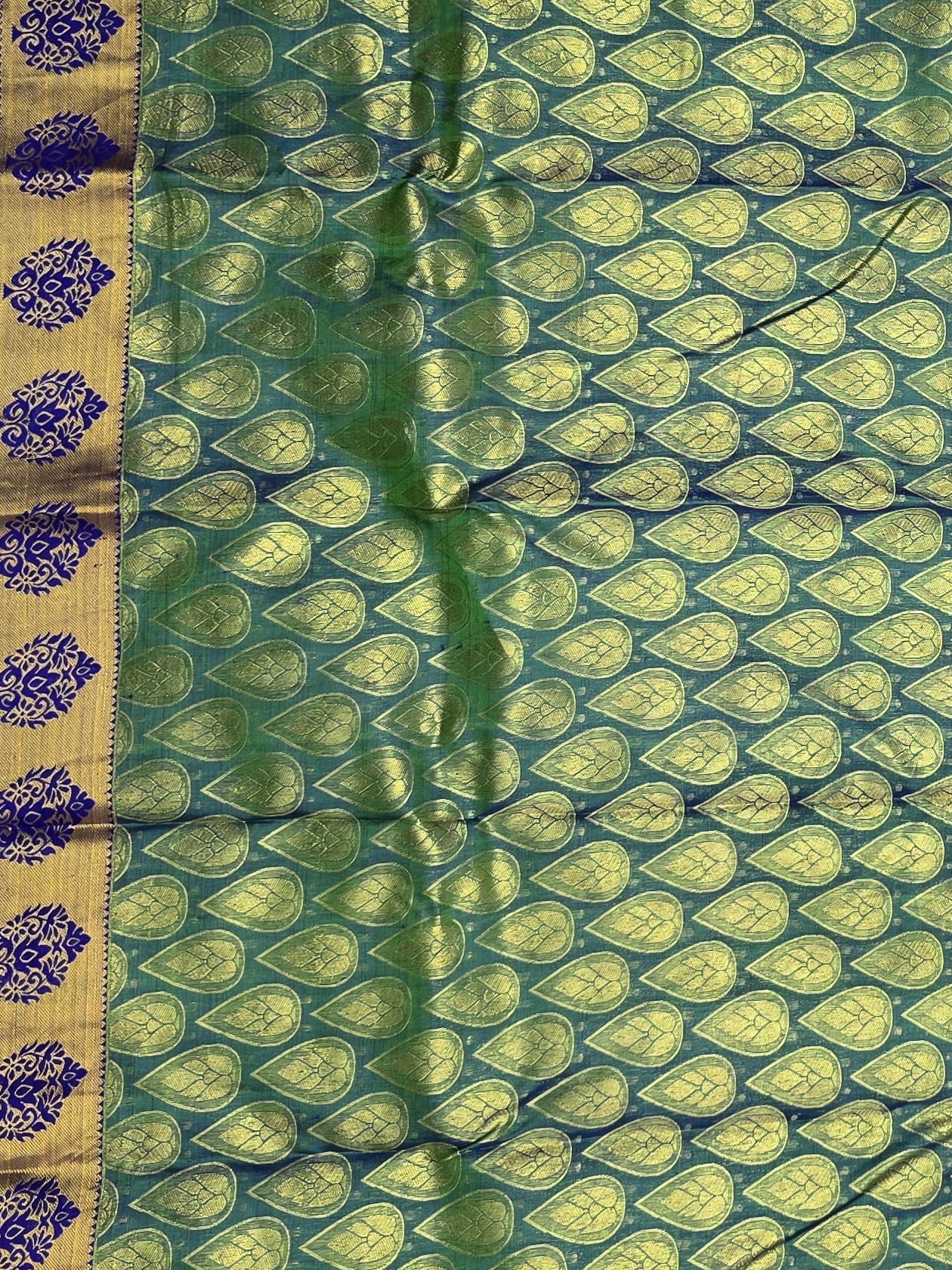 Handloom Green Silk Saree — view 3