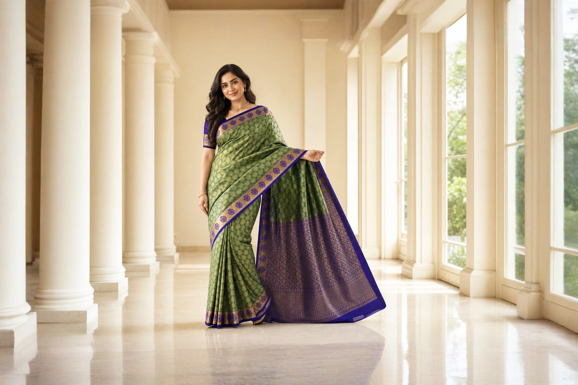 Handloom Green Silk Saree — the drape