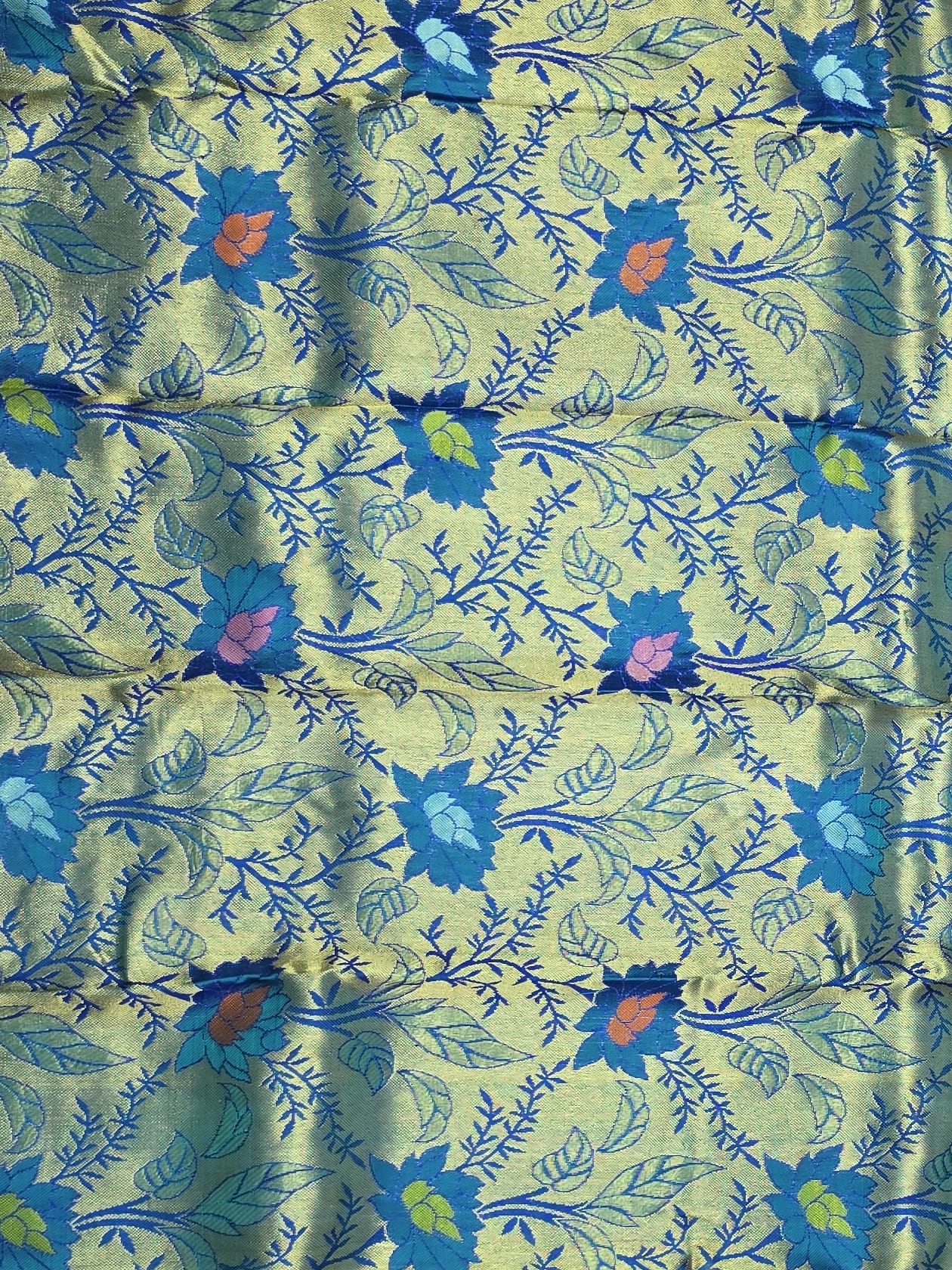 Handloom Peacock Blue Silk Saree — view 3