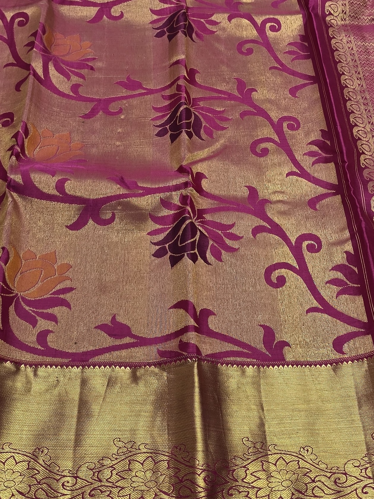 Handloom Pink Silk Saree — view 6