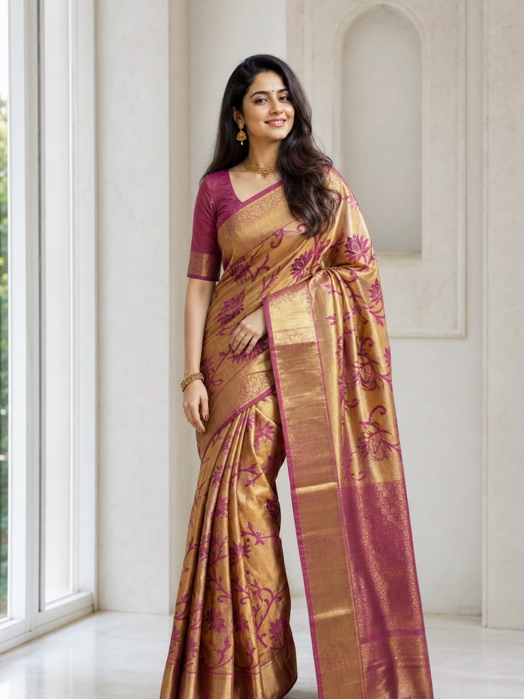 Handloom Pink Silk Saree